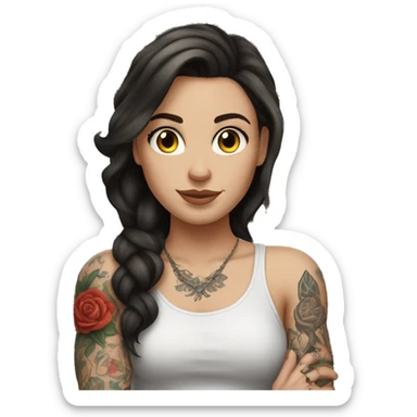 A brunette white girl with tattoos on her arms sticker