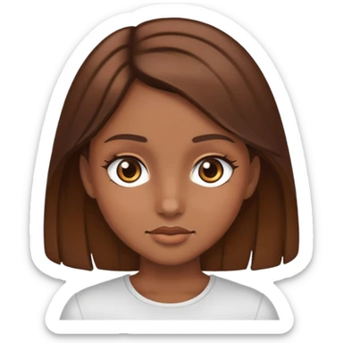 girl with brown hair brown eyes and a bronze face  sticker