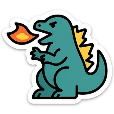 Godzilla breathing fire sticker
