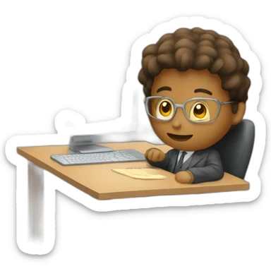 persona joven trabajando con su ordenador y que ha conseguido mucho dinero sticker