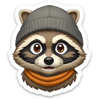 Angry Raccoon bandit with beanie hat sticker