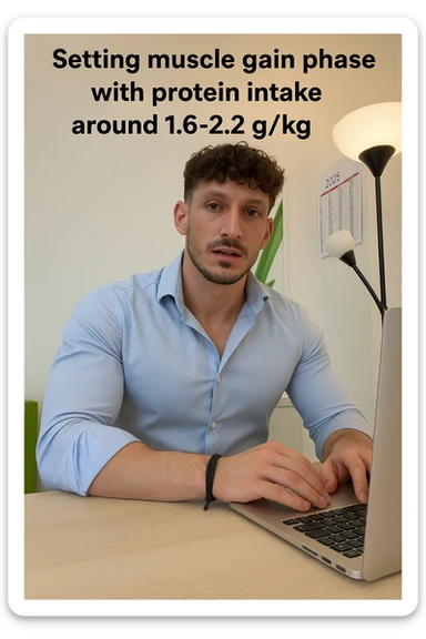 Uomo che imposta la sua fase di massa a proteine intorno 1.6 - 2.2g per kg sticker