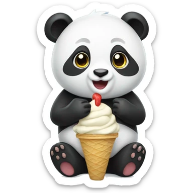 Panda eating ice cream sticker