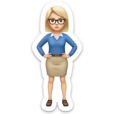full body angry female teacher with hands on hips sticker