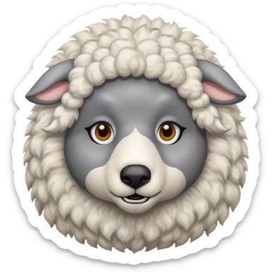 Un lobo y encima una oveja sticker