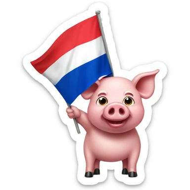 pig holding serbian flag sticker