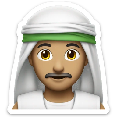 arab with green headband with white arabic sticker