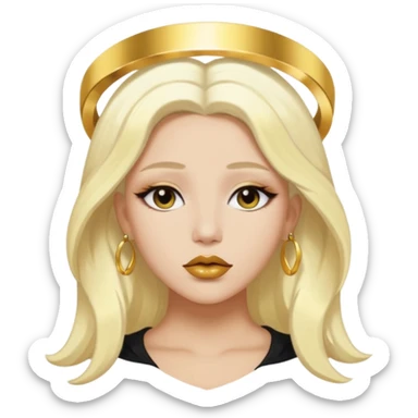 Rosalia (the singer) virgin. (Use lux album cover as reference). Hais bleached halo in hair and gold lips sticker