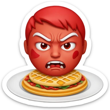 Angry emoji that’s eating a lot of food sticker