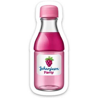realistic Johnson and Johnson style bottle pink cap pink logo clear bottle with berry logo with diddy party written and a berry on top bottle sticker