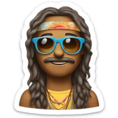 hippie with cool glasses sticker