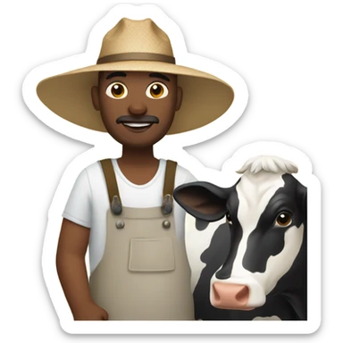 Farmer with a cow sticker
