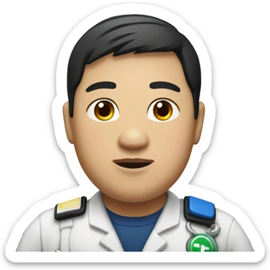 Fat male Asian paramedic with short black hair sticker