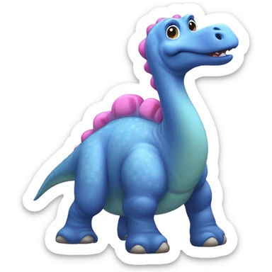 Blue brontosaurus and pink triceratops  sticker