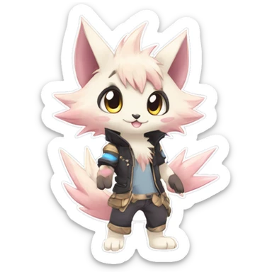 Anthro Scalie Spiky Cool Edgy Magical Shiny Colorful Pastel Sparkle Kemono-style Chibi Fantasy-Animal-Fakémon-Pokémon-Hybrid Fur Sona Aesthetic Full Body sticker