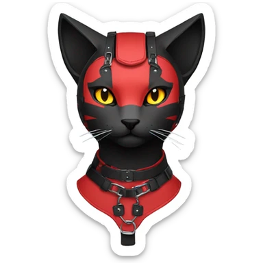 Edgy cool anthro black red cat Fakemon warrior harness collar techwear sticker
