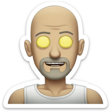 Tattooed bald man style Rick and Morty sticker