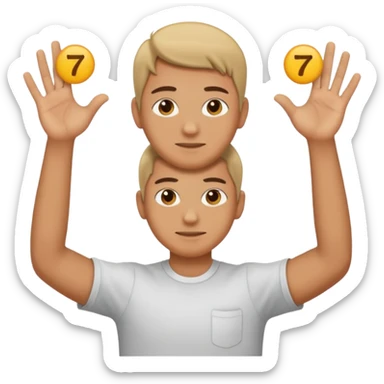 Someone holding up six and seven in their hand sticker