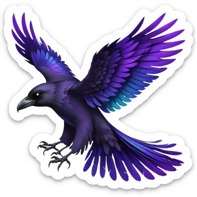 Black  and purple realistic Raven wings sticker