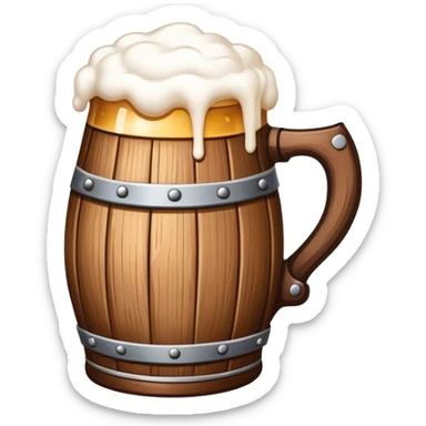 medieval wooden foamy beer icon sticker