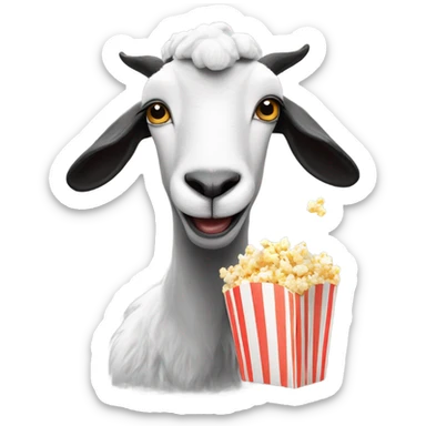 Black and white goat eating popcorn  sticker