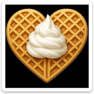 Beige heart waffle, Emoji, add whipped cream sticker