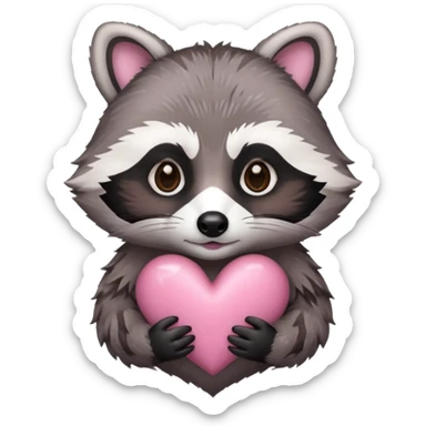 raccoon in heart sticker
