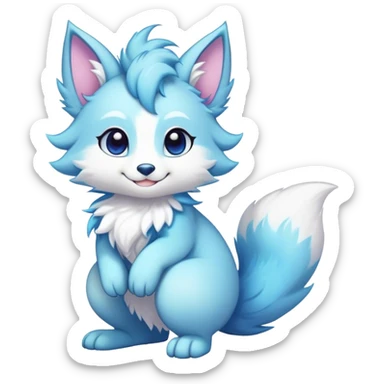 Kawaii bright fantasy ethereal anthro fursona Fakemon with tufted tail  sticker