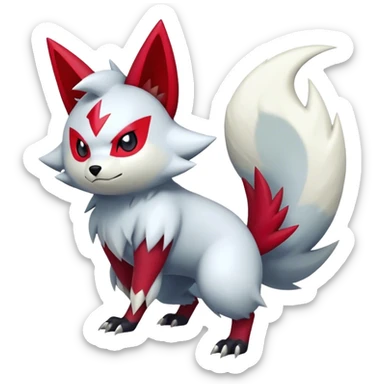 Epic Shiny Edgy Zangoose-Zorua-Pokemon-fakemon-hybrid-animal Full Body  sticker