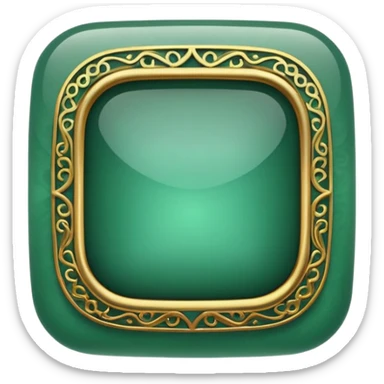 Jade and gold filigree style rounded square icon button sticker