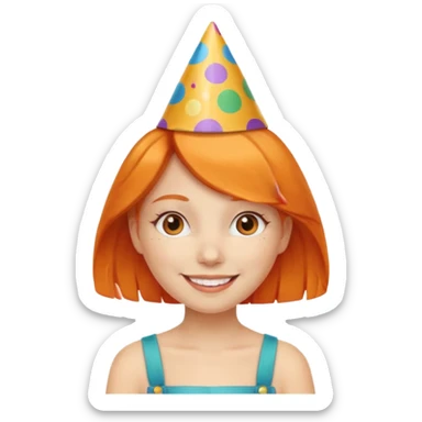 party hatted orange haired girl sticker
