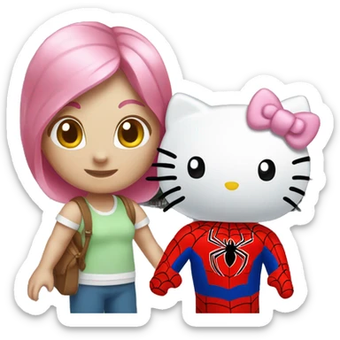 Hellokitty with spiderman sticker