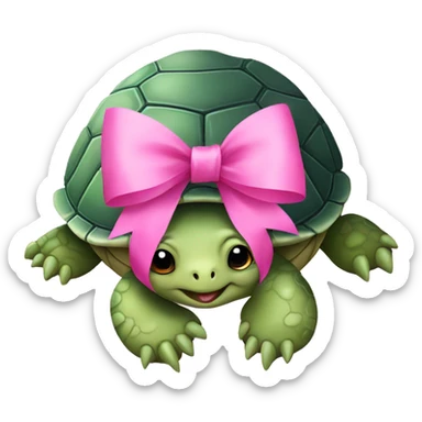 Turtle with pink bow sticker