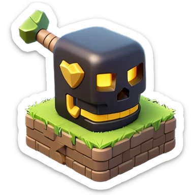 Clash of Clans aesthetic: Cinematic Playful Pixel 3D Key Emoji, rendered in a 3D vector-style similar to standard emojis with minimal shading and bold, simplified shapes. A compact, distinct form with signature details, softly glowing with a pixelated adventure charm. Simplified yet unmistakably iconic, highly detailed and consistent, glowing with a soft radiance and high shine. Stylized with a touch of classic pixel-art charm and a soft glowing outline, capturing the essence of a beloved gaming relic with a friendly, playful manner! sticker