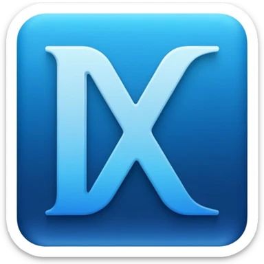 Emoji-style icon of 'DBC' in bold uppercase letters, blue gradient colors, modern and minimal design, tech/gaming aesthetic, transparent background sticker