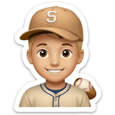 kid with a sideways baseball cap, smiling sticker