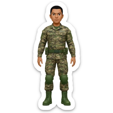 Filipino soldier bdu camo with green combat boots no plate carrier and no belt no knee pads long sleeve sticker