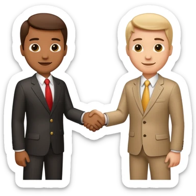 Businessman handshake, iOS emoji style, apple emoji design, clean and simple, no text sticker