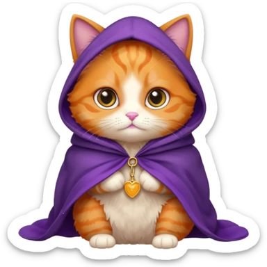 baby orange cat in purple cloak sticker