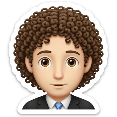 jewish man's face, wearing a tiny yarmulke and curly hair strands sticker