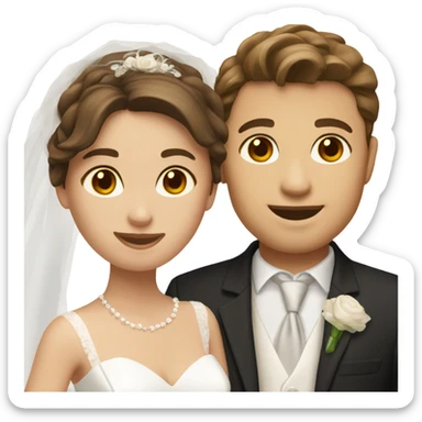 Bride and groom with brown hair and brown eyes sticker