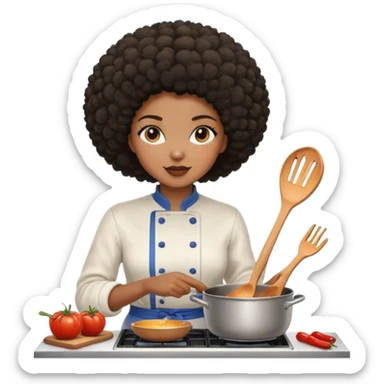 Black women with Afro short hair cooking sticker