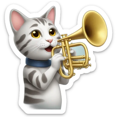A cat that plays the trumpet sticker