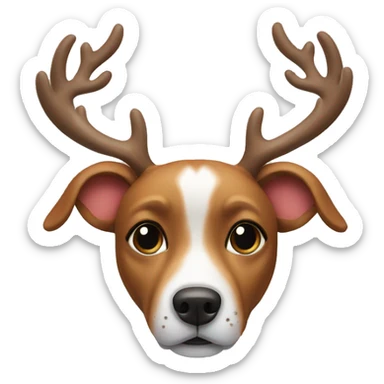 dog with reindeer antlers sticker