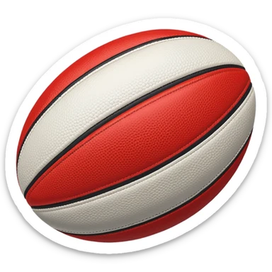 australian rules football ball with equal sized horizontal black, red, white, stripes sticker