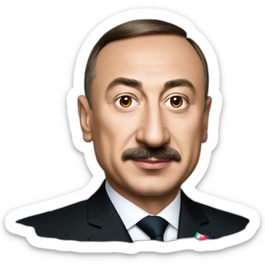 Ilham Aliyev with Azerbaijan flag sticker