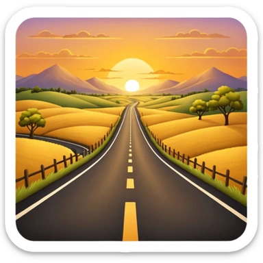 country road with sunset sticker