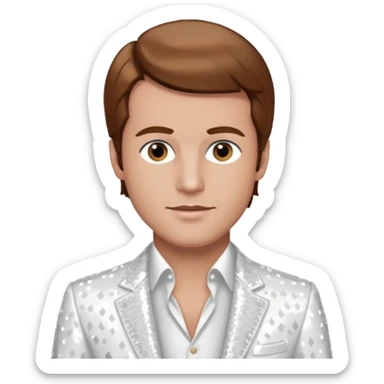 Peter Allen with Brown Hair, White Sequin Outfit sticker