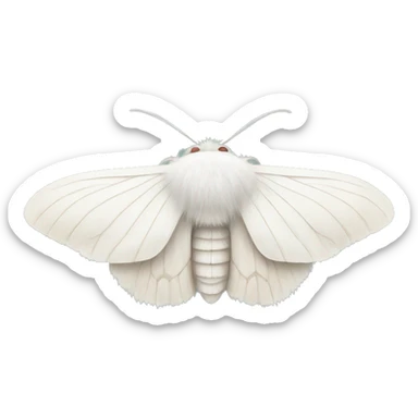 White fluffy moth sticker