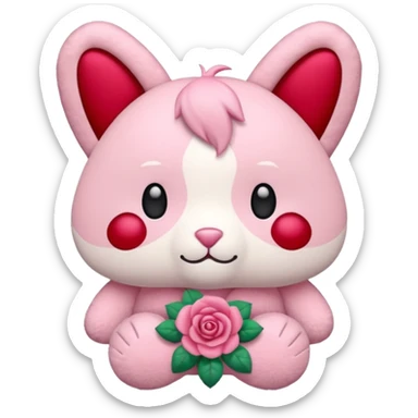 Labubu rose barette sticker